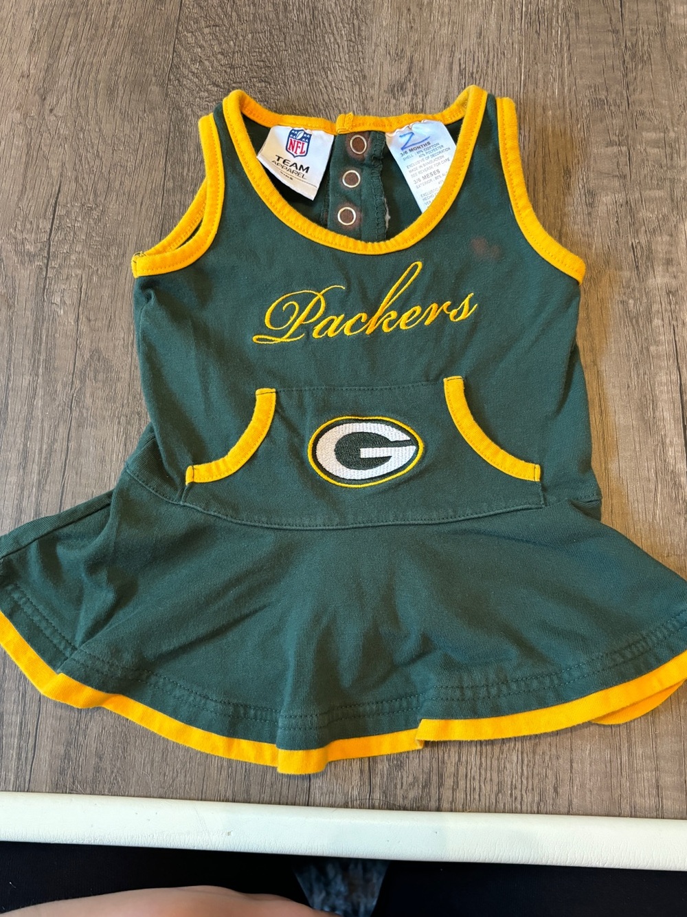 Vintage Y2K NFL Green Bay Packers Baby Girl Dress Embroidered 3-6M